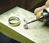 Carving the wax model for the diamond bezel
