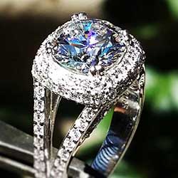 Platinum Halo style ring with diamonds