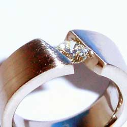 Stainless Steel Tension Set ring with Diamond